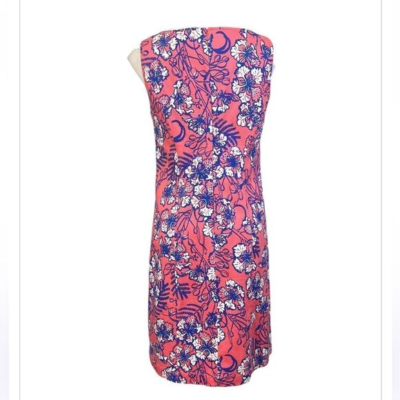 Talbots dress size 8 pink multicolor sleeveless cotton blend knee length office - Picture 4 of 5